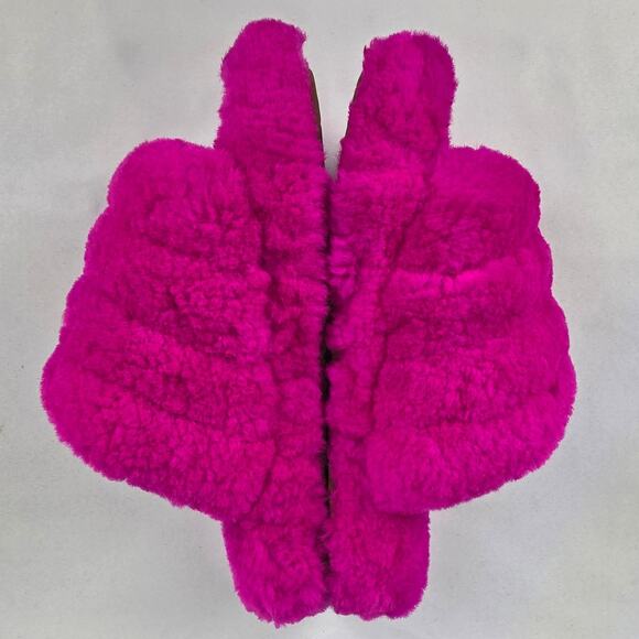 UGG GIRL’S FLUFF YEAH SLIDE – ROCK ROSE – SIZE US 13 – PLUSH SLIP-ON SANDAL - Picture 10 of 13